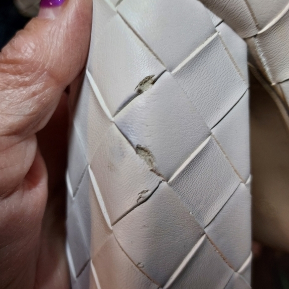 She & In size 39 (8) block heels faux Leather woven look white - Picture 15 of 16